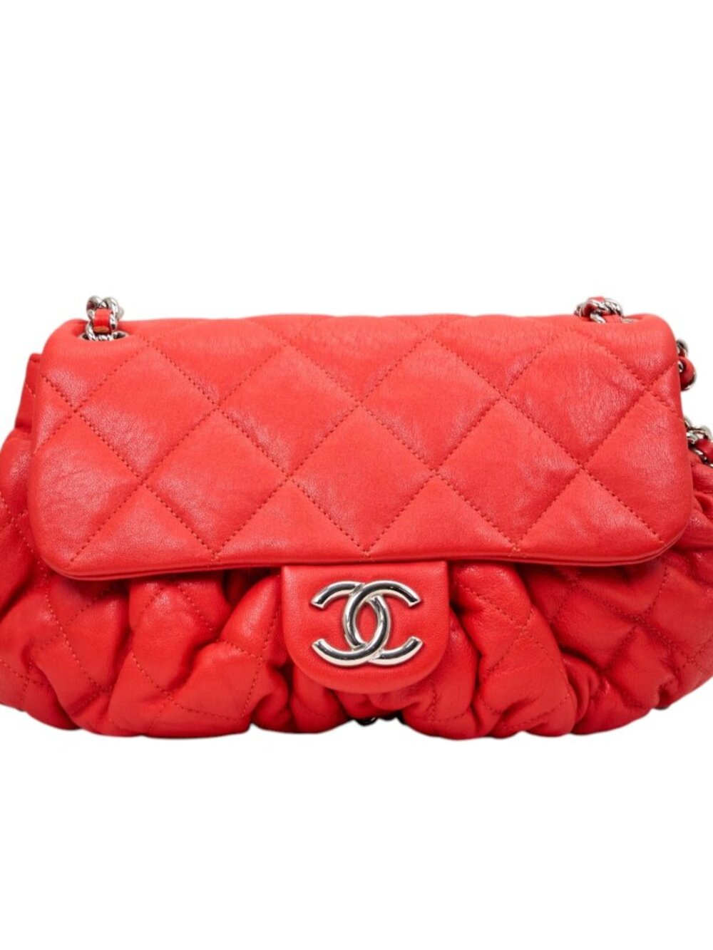 Chanel Chain Around Flap Bag in Red Washed Lambskin Leather